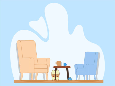 Illustration of Babalar Günü or Father's Day, Symbolic Traces of Father and Son,illustration set represents the warmth and simplicity of Father's Day or Babalar Günü through symbolic everyday objects