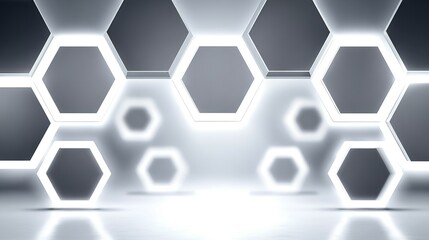 Poster - Abstract geometric background with glowing hexagons.