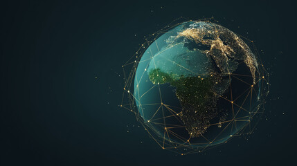 Wall Mural - background network points earth's surface wave background abstract digital wave background informati