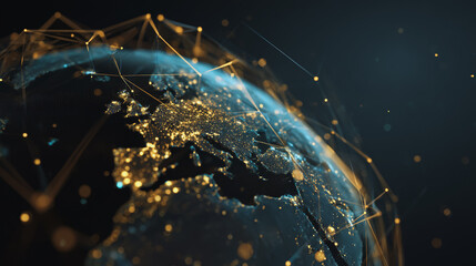 Wall Mural - background network points earth's surface wave background abstract digital wave background informati