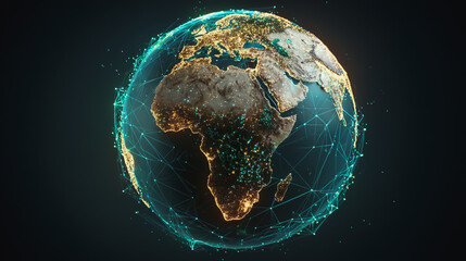 Wall Mural - background network points earth's surface wave background abstract digital wave background informati