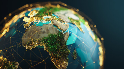 Wall Mural - background network points earth's surface wave background abstract digital wave background informati