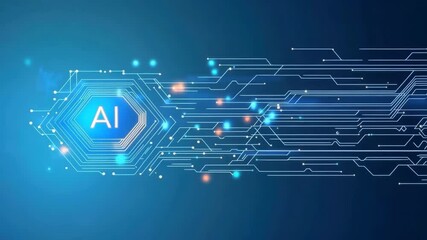 Wall Mural - ai technology digital circuit board futuristic blue background with glowing lines, innovation, data 