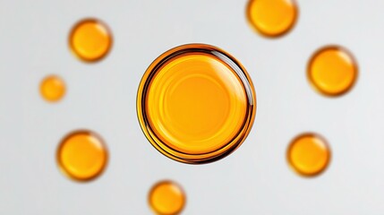 Poster - Amber liquid circles suspended in air.