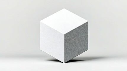Poster - A simple white cube in a neutral background.