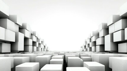 Poster - Abstract geometric structure of stacked cubes.