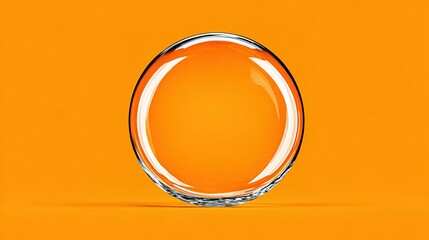 Poster - Transparent, round object against a bright orange background.