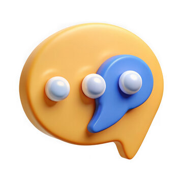 A 3d rendered speech bubble icon, isolated on transparent background