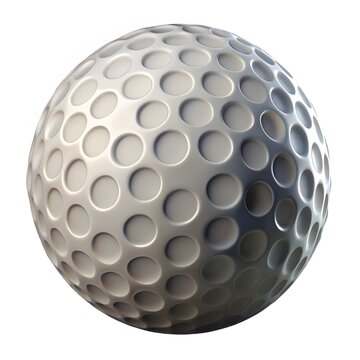 Metallic golf ball render isolated on white background