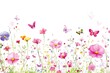 © nilawan - Vibrant Wildflower Meadow with Colorful Butterflies and Soft Pastel Background