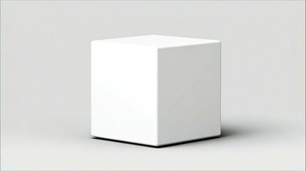 Poster - Blank white cube object on a plain background.