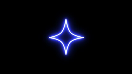 Wall Mural - Neon star with glow effect icon. Neon star icon illustration and star glyph sign. Pinwheel star icon.