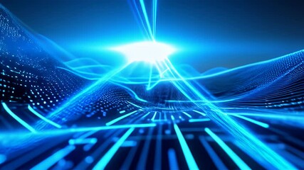 Poster - Abstract Digital Waves of Light and Data