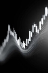 Poster - Futuristic Stock Market Chart with Upward Trending Candlestick Patterns and Dynamic Financial Lines Symbolizing Profit Growth and Economic Success