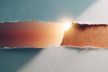 Poster - Torn Paper Strip with Visible Cardboard Texture on Minimalist Background Symbolizing New Beginnings and Fresh Opportunities in Modern Design and Branding