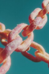 Poster - Quantum Cloud Blockchain Chain Links Close-up with Digital Network Connectivity Highlighting Secure Distributed Ledger for Finance and Supply Chain Solutions