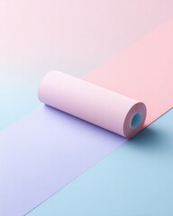 Leinwandbilder - Minimalist Mock Draft Paper Roll on Pastel Surface with Clean Edges for Creative Presentation and Project Planning in Modern Design Portfolios