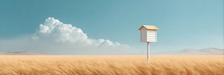 Aufkleber - Modern Agricultural Weather Station in Wheat Field with Cloudy Sky, Smart Farming Technology and Sustainable Crop Monitoring Concept