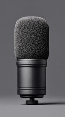 Aufkleber - Professional boom microphone with foam windscreen against solid background, modern audio recording gear for podcasting and broadcast content creation