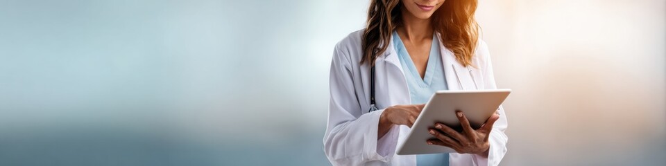 Aufkleber - Futuristic Physician Assessment Using Digital Interface to Enhance Patient Care Quality and Healthcare Efficiency in Modern Hospital Settings