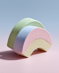 Poster - Textured Foam Arches in Pastel Colors on Minimal Gradient Background - Modern Material Design and Abstract Art Composition for Creative Branding