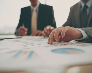Aufkleber - Strategic Financial Planning with Business Professionals Analyzing Charts and Reports for Corporate Growth and Informed Decision-Making