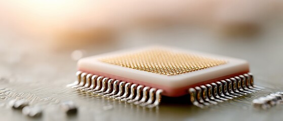 Aufkleber - Close-up of Quantum Processor Circuit Board with National Emblem and Microchips on Industrial Background for AI and Tech Innovation Campaign