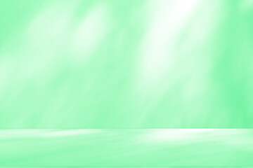 Poster - Wall interior background, studio and backdrops show products. with leaf shadow from window color green and white. background for text insertion and presentation of product	
