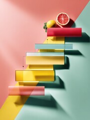 Poster - Modern Time Management Diagram with Colorful Infographics and Citrus Accents Highlighting Productivity and Strategic Personal Growth for Coaching