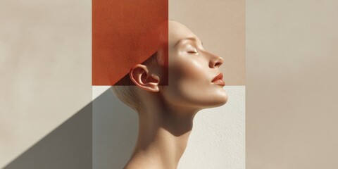 Poster - Side Profile of Woman with Digital Soundwave and Audio Interface Illustrating AI Speech Recognition for Smart Voice Technology and Future Interaction Trends