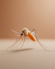 Poster - Detailed Anopheles Mosquito Close-Up on Neutral Surface for Health Awareness and Infection Risk Campaigns in Modern Disease Prevention