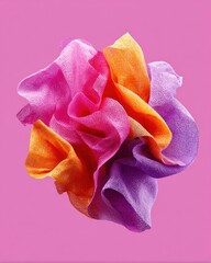 Poster - Vibrant Textured Fabric Abstract in Pink Orange and Purple - Modern Design Trend for Creative Marketing and Artistic Branding Concepts