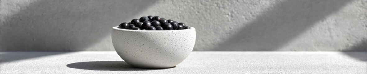 Aufkleber - Minimalist Frozen Blueberries Bowl on Textured Surface with Ample Space for Branding - Clean Personalized Nutrition Concept for Healthy Food Campaigns