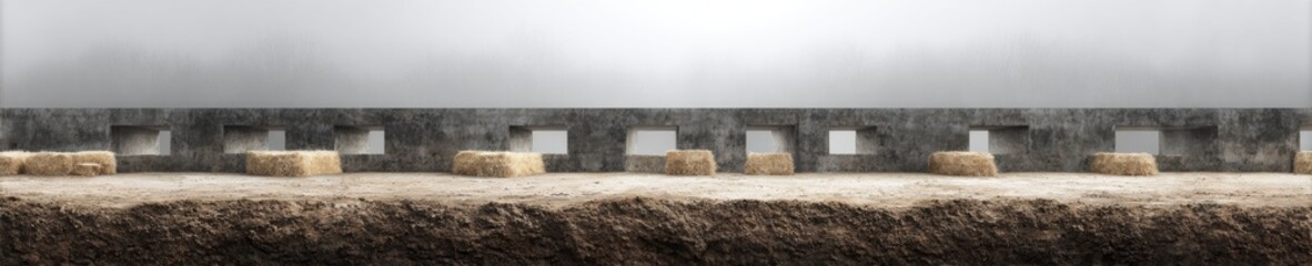 Poster - Modern Concrete House Foundation with Bitumen Waterproofing Layer and Construction Materials for Durable Building Protection and Sustainable Construction Trends