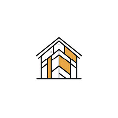 Poster - Line Art Icon of A House Icon with Modern Design, Flat Style