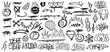 © Universtock - Scribbles graffiti element set, Urban elements symbols, Hand-drawn street art sign, Streetwear doodles collection, Street style graphic signs bundle