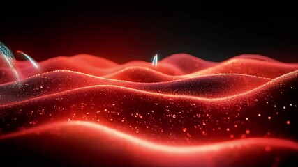 Poster - Abstract Red Wavy Particles Flowing Animation