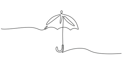 Umbrella Continuous Line Art for Minimalist Protection