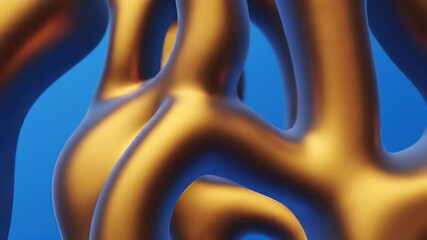 Poster - Abstract Flowing Shapes in Gold and Blue