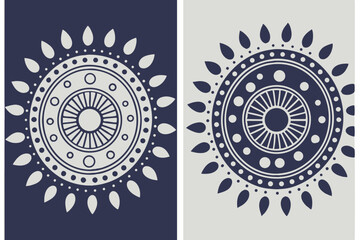 Poster - Decorative circular mandala design in two color variations perfect for design projects with transparency