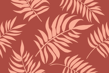 Poster - Elegant abstract design featuring palm leaf silhouettes in warm earth tones against a transparent background