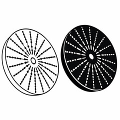 Poster - Geometric wheel designs presented in black and white vector illustrations with transparency elements ideal for various design purposes.