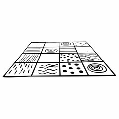 Poster - Hand drawn black and white grid pattern with various abstract textures suitable for design projects on white background
