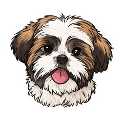 Poster - Adorable Shih Tzu Puppy Illustration with Playful Expression on Isolated Background