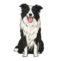 Poster - Charming border collie illustration with a playful expression on a transparent background