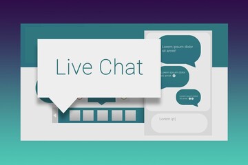 Poster - Graphic image of live chat text with speech bubbles