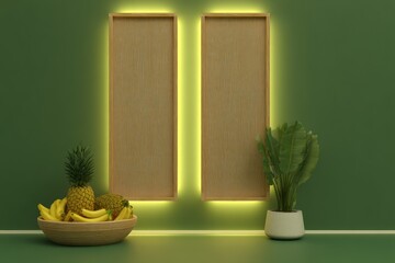 Aufkleber - Serene Green Studio Setup with Empty Frames
