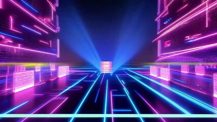 Aufkleber - Neon City Streets: A Futuristic, Digital Alleyway