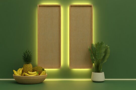 Serene Green Studio Setup with Empty Frames