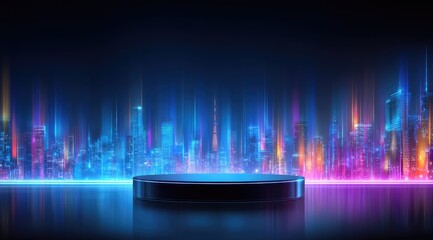 Leinwandbilder - Vibrant Futuristic Platform Against a Colorful Background